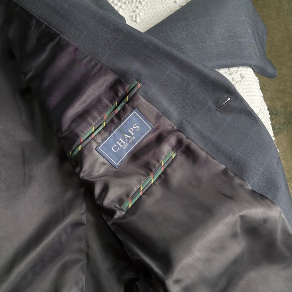 Chaps mens size 44R blue plaid single breasted 2 button front notch lapel blazer - Picture 9 of 11
